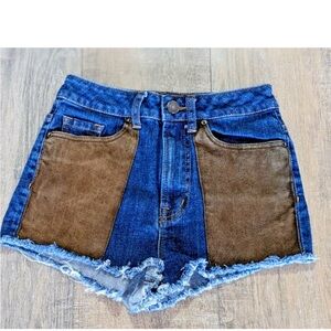BDG High Rise Cheeky Jean Shorts with Suede Pockets